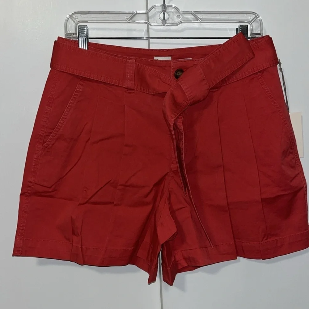 A New Day High-Rise Chino Shorts Belted Red Women’s Size 10 - Picture 2 of 9